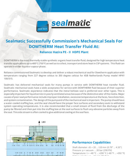 Mechanical Seals for Dowtherm Heat Transfer