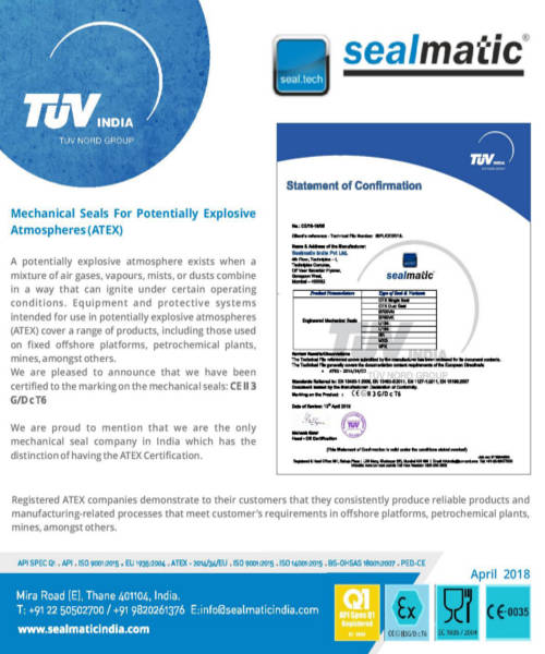Mechanical Sels for Potentially Explosive Atmospheres (ATEX)