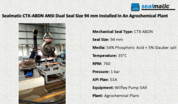 Sealmatic CTX ABDN Seal Size 94 mm Installed In An Agrochemical Plant